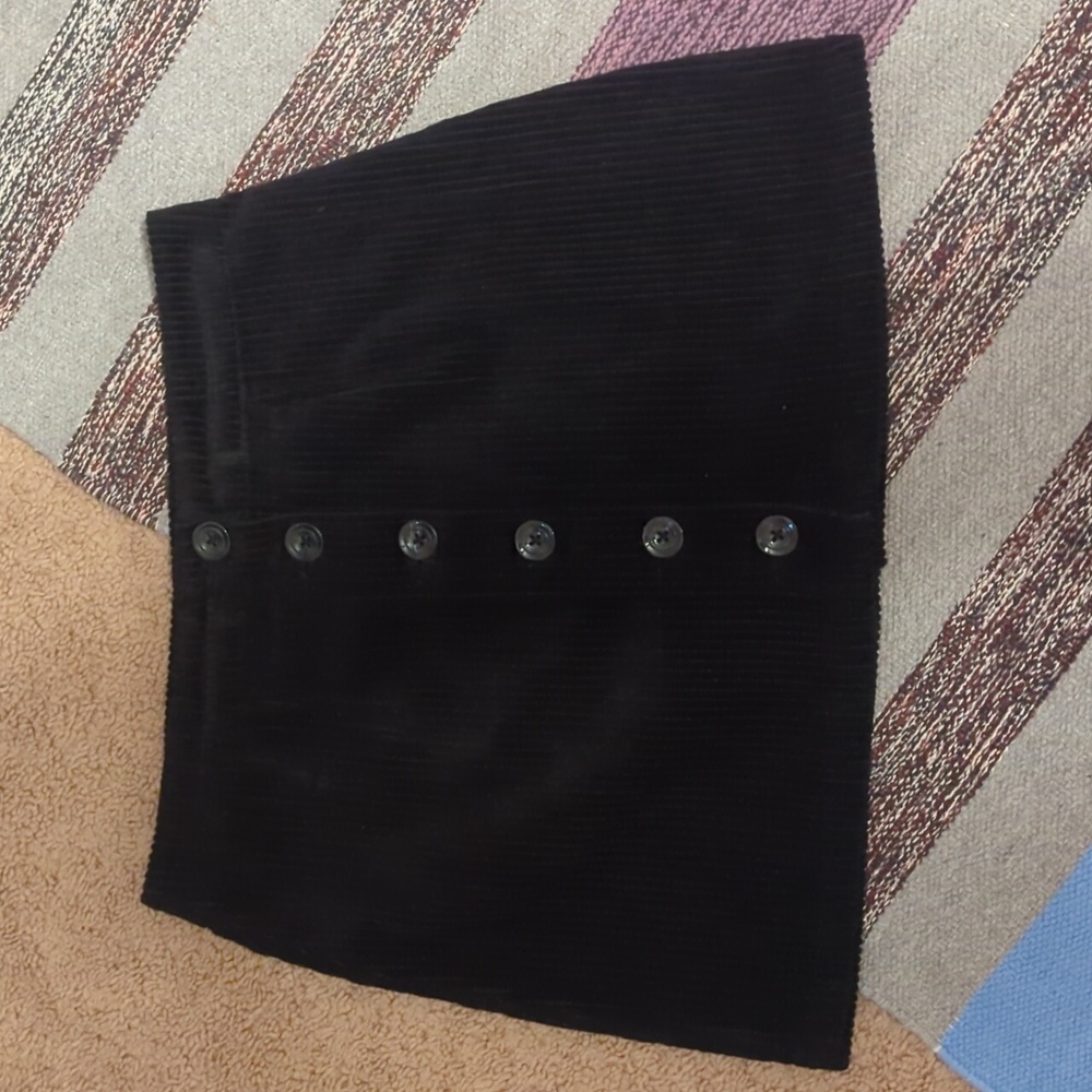 Forever 21 Black Cordoroy Button Down Skirt Sz S